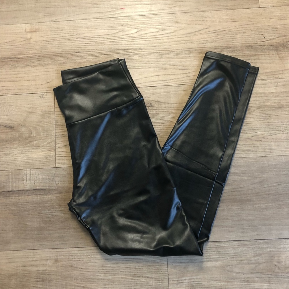 Black Faux Leather Stretch Leggings